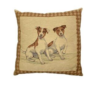 Dog Tapestry Style Decritive Pillow Rat Terrier Design Vintage Decor